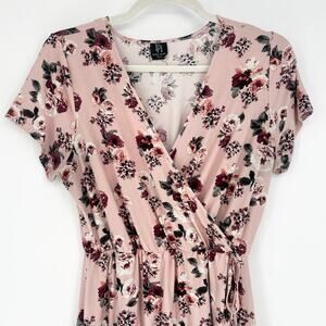 Derek Heart Plus Pink Floral Tie Waist Wrap Dress